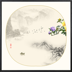 大型新中式山水花鸟装饰画