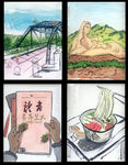 一本书 一碗面 一座桥 手绘