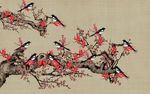 新中式家鸟梅花背景墙