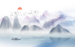 蓝色山水