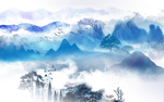 蓝色山水