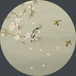 圆形山水花鸟画