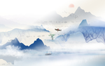 蓝色山水