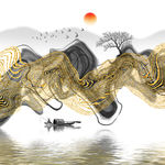 新中式水墨山水画图片