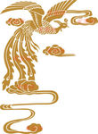 中国古典图案朱雀祥云矢量图
