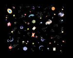 炫彩星空星云星球环元素排列图案