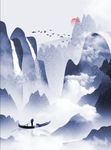 简约抽象桂林山水甲天下装饰画