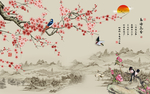 花鸟图山水