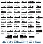 中国46个城市建筑矢量图