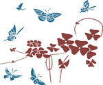 蝴蝶 花 矢量图 花纹 底图