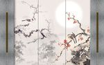 中式梅花工笔花鸟背景墙