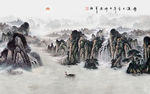 水墨山水画背景墙