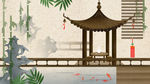 手绘 插画 中国风 复古 园林