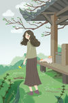 手机 清明 插画 漫画 节气