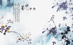 中式水墨花鸟玄关屏风电视背景墙
