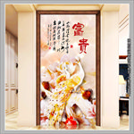 玉雕凤凰玄关背景墙无框画
