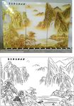 艺术玻璃山水背金川幽谷流玉泉