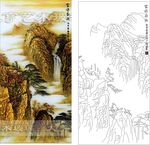 艺术玻璃金箔山水画富水长流