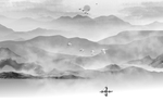 中式灰色创意山水玄关屏风电视背