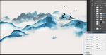 新中式山水电视背景墙图片