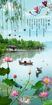 江南水乡风景画玄关背景