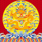 海水江崖纹创意团龙纹样巨幅图案