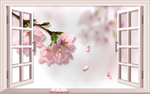 桃花花瓣窗户立体壁画装饰画