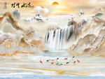 山水大理石 高山流水 流水生财