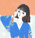 手绘特色和服萌妹子漫画卡通插画