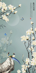 玉兰花鸟玄关屏风电视背景底纹素