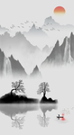新中式创意抽象玄关屏风电视背景