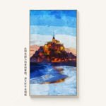 海岛风景装饰画抽象大海油画图片