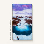 高原雪山风景抽象手绘装饰画油画
