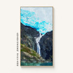 高山流水瀑布抽象手绘装饰画油画