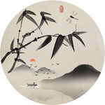 水墨山水竹子装饰画图片