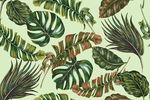 手绘绿叶植物图案印花