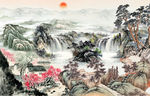 山水国画背景墙