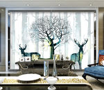 北欧森林麋鹿抽象树林电视背景墙