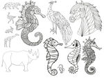 手绘几何线条动物设计元素图案