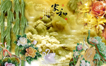 家和富贵孔雀天鹅玉雕背景墙
