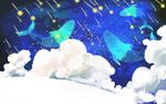 北欧手绘鲸鱼天空背景墙壁画