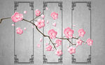 中式桃花背景墙