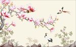 玉兰花鸟仙鹤