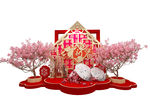 中式新年美陈模型 DP点 桃花