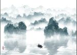 创意抽象新中式水墨山水山清水秀