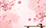 中式桃花背景墙