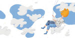 少女秋千女装云朵天空梦幻插图