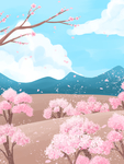 花海樱花插画背景