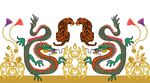 大牌手绘龙欧式花纹印花图案