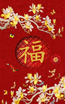 玉兰花福字游鱼玄关装饰画